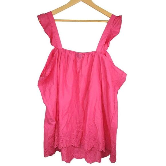 Lane Bryant Pink Ruffle Strap Eyelet Hem Sleeveless Top Size 20 - Picture 9 of 9